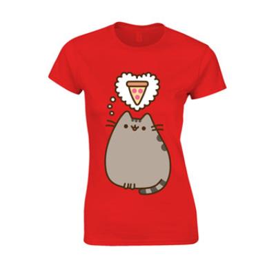 Pusheen T-Shirt femme Pizza Thoughts Rouge (M)