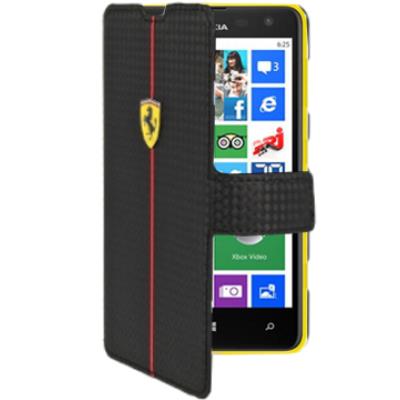 Etui folio carbone marque ferrari formula one trait rouge pour lumia 625