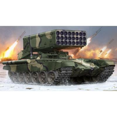 Maquette char : char lance roquettes multiple (24 tubes) tos-1 soviétique - 1990 trumpeter