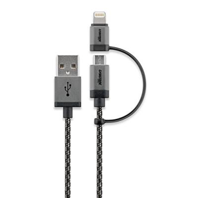 Cabstone - 92953 2 en 1 - Câble de synchronisation - Chargeur/Connecteur Lightning - Micro USB Noir