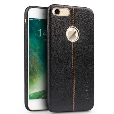Etui en cuir véritable QIALINO Back pour iPhone 7 - Noir