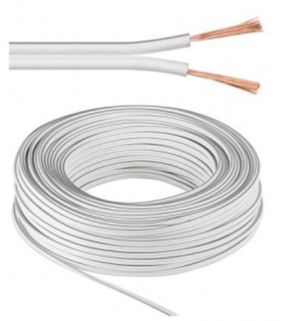 Bobine câble HP, OFC, 2x0.75mm², blanc, 25m