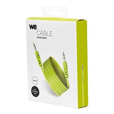 WE WEJKPLAT150VE Câble Jack mâle/mâle Plat 1,50 m Vert