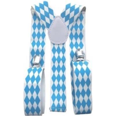 Bretelles à carreaux bleu et blanc taille unique