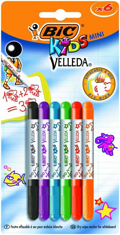 BIC VELLEDA 6 MINI FEUTRES ASS