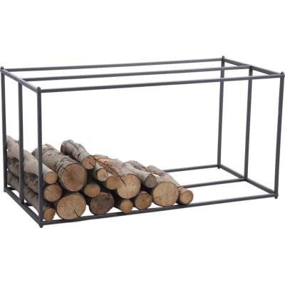 Range bûches en métal coloris gris, 100 x 50 x 50 cm -PEGANE-