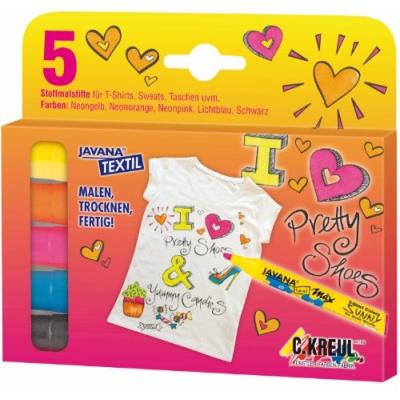 C.kreul marqueur pour textile javana texi mx, kit de 5 fashion girl, largeur du trac: 2-4mm, pointe ronde,peinturepour tissu