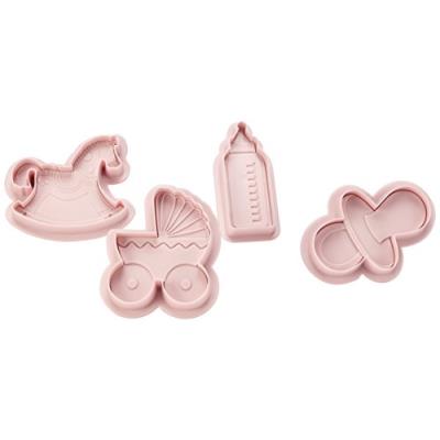 Ibili 789008 lot de 4 emporte-pièces grands avec poussoir bébé plastique