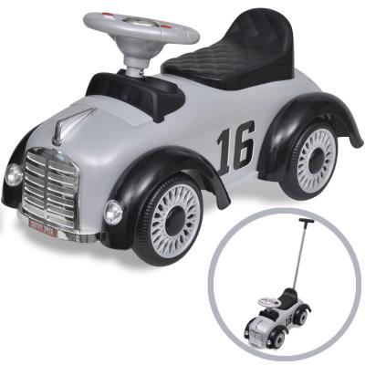 vidaXL Voiture enfant à chevaucher rétro grise avec barre de poussée