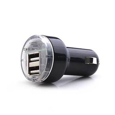 Chargeur auto double sortie USB - iPhone, iPad, Samsung, GPS - 1A + 2.1A - Noir