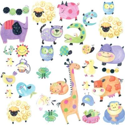 ROOMMATES STICKERS MURAUX REPOSITIONNABLES ENFANT ANIMAUX DE LA FERME ET DE LA JUNGLE