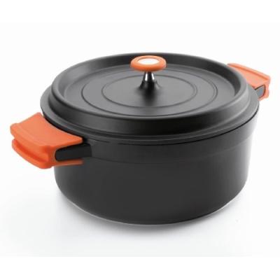 LACOR 25921 FAITOUT AVEC COUVERCLE ROND + POIGNÉES AMOVIBLES ALUMINIUM FONDU NOIR 20 CM