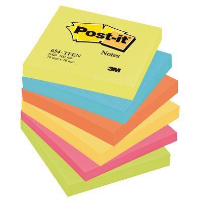 Post-it 3M Professeur Rainbow lot 654TFEN, 70x 70 mm, 6 coul