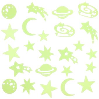 Lot Décor Lune Planète Etoile 24 Decorations Phosphorescentes Lumineuses