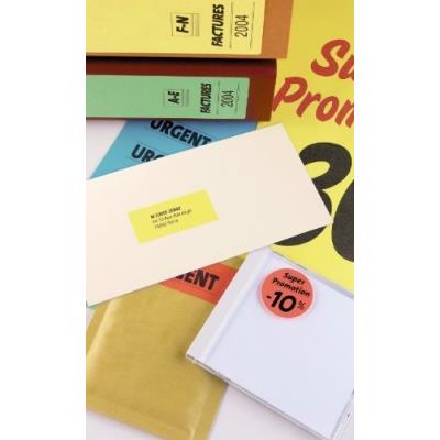 Boite de 100 etiquettes las jetencre a4 jau fluo. apli agipa 26366