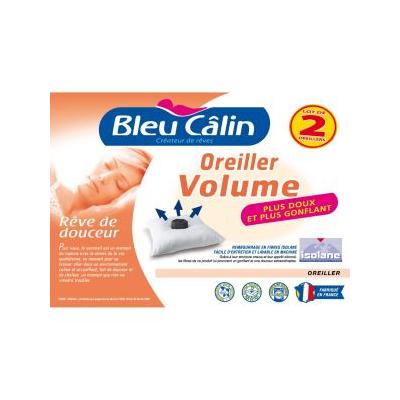 Bleu calin lot de 2 oreillers volume 60x60cm