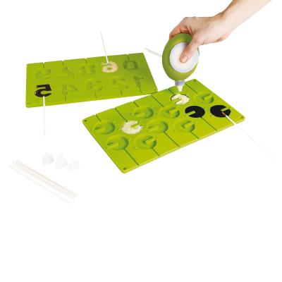 Set moules à sucettes en silicone vert kitchen artist men316