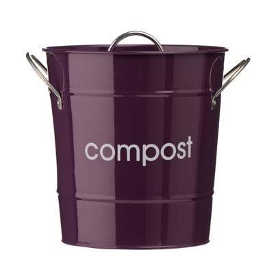 Premier housewares 0510016 poubelle à compost avec poignées acier galvanisé violet