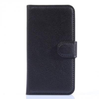 Etui type portefeuille noir pour Wiko Sunset avec rabat latéral articulé fonction stand