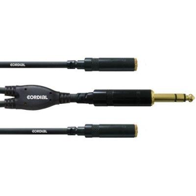 Cordial Cfy 0,3 Vyy Y-Câble Adaptateur Jack 6,3 Mm Stéréo Or Vers 2 Jack 3,5 Mm Stéréo Or, 0,3 M