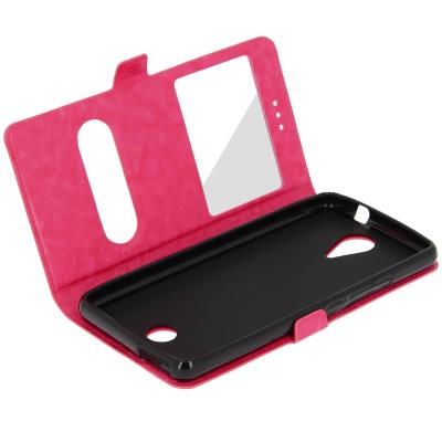 Housse Etui Clapet Double Fenêtres Wiko Tommy - Rose