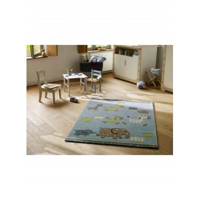 Tapis de chambre - Lucky zoo - bleu 70x140 cm en Acrylique