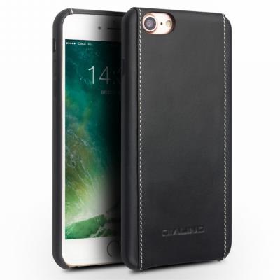 Etui en cuir véritable QIALINO rigide pour iPhone 7 - Noir PlainTexture