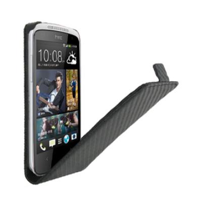 Etui Carbone noir à rabat HTC Desire 500