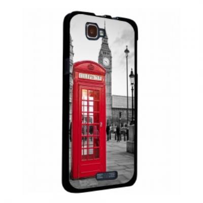 Coque rigide noire Wiko Rainbow avec impression Motif cabine téléphonique UK rouge