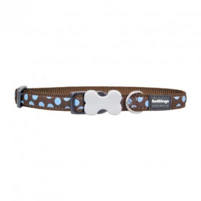 COLLIER REGLABLE MARRON POIS BLEU30 A 47 CM X 20MM