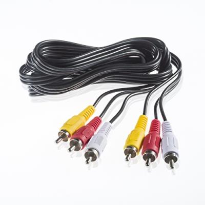 Poppstar câble audio / vidéo 3x rca à 3x rca av / tv caméscope numérique magnétoscope 1,8m noir