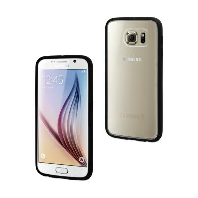 Muvit Myframe - Achterzijde behuizing voor mobiele telefoon - polycarbonaat, thermoplastic polyurethaan (TPU) - zwart - voor Samsung Galaxy S6