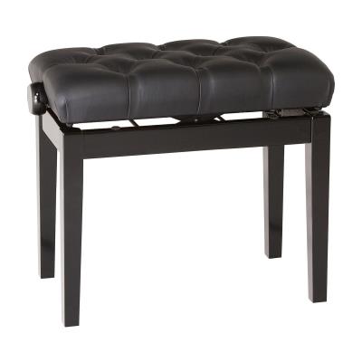 Accessoires claviers K&M BANC DEPIANO AVEC ASSISE MATELASSÉE - BANC FINITION NOIR BRILLANT , SIÈGE EN CUIR NOIR Banquettes claviers - pianos