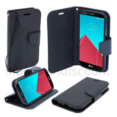 Housse etui coque pochette portefeuille pour LG Leon 4G LTE - NOIR / NOIR