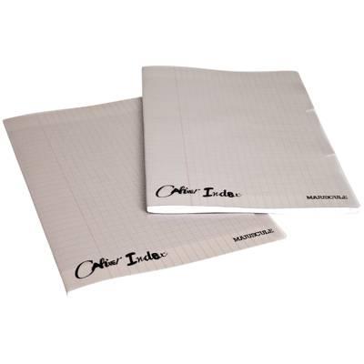Cahier piqûre 96 pages, 3 index, couverture polypropylène, format : 24 x32 cm, seyes, 90g gris