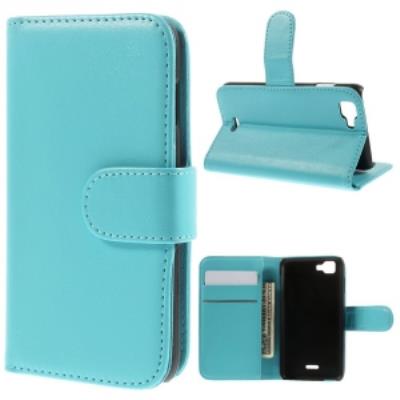 Etui type portefeuille bleu pour Wiko Kite avec rabat latéral articulé fonction stand