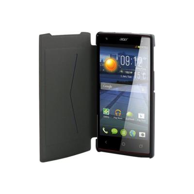 Muvit Easy Folio - Flip cover voor mobiele telefoon - polyurethaan, polycarbonaat - zwart - voor Acer Liquid E3 Duo