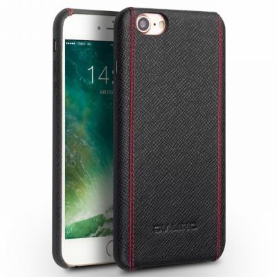 Etui en cuir véritable QIALINO rigide pour iPhone 7 - Noir Cross Texture