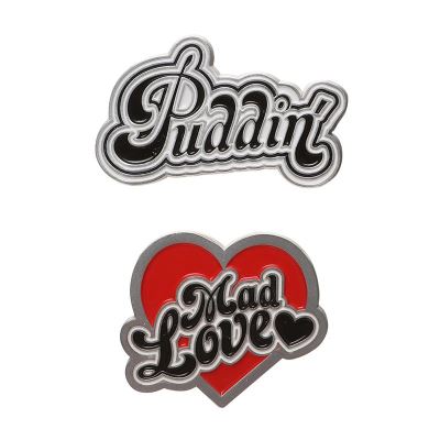 HARLEY QUINN - Puddin & Mad Love - Set de 2 pin's en émail