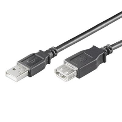 Ewent Câble USB 2.0 type A/Mâle à A/Féminin, double protection AWG 28 en cuivre, rapidité de transfert jusqu'à 480 Mbit, longueur du câble 0,5 m, noir
