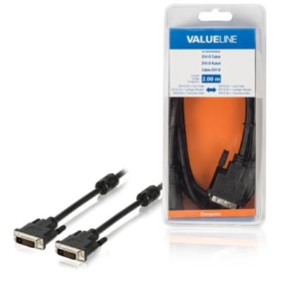 Valueline câble dvi-d (dvi-d 24 + 1 broches) mâle - dvi-d (24 + 1 broches) mâle, 2,00 m noir