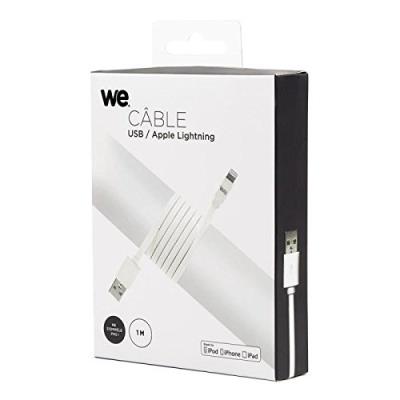 WE WEUSBLIGHTPLAT100BL Câble USB/Lightning Plat 1 m Blanc