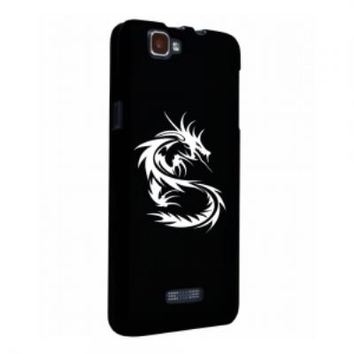 Coque rigide noire Wiko Rainbow avec impression Motif dragon tribal