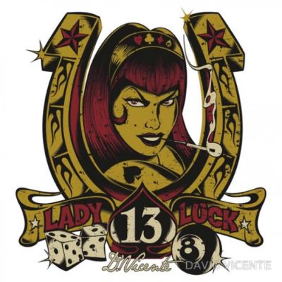 sticker david vicente fer a cheval lady luck pin up chance