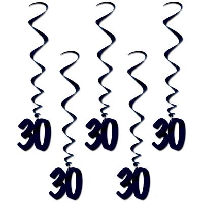 Guirlandes anniversaire 30 ans noires (x5)