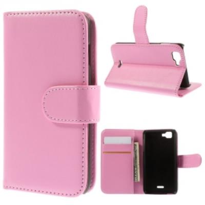 Etui type portefeuille rose pour Wiko Kite avec rabat latéral articulé fonction stand