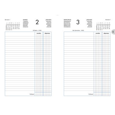 LECAS Agenda recettes depenses  - 1 jour par page - 14 x 22 cm - noir