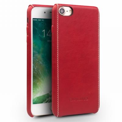 Etui en cuir véritable QIALINO rigide pour iPhone 7 - Rouge Plain Texture