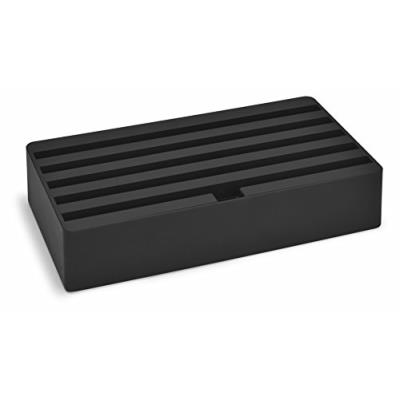 Station de chargement universelle petit format alldock - large - noir mat caoutchouté hub usb 6 voies - 315 x 172 x 63 mm