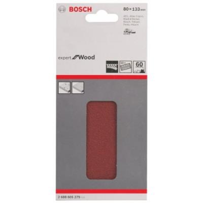 Bosch 2608605279 Feuille Abrasive Pour Ponceuse Vibrante 80 X 133 Mm 8 Trous Grain 60 10 Pièces